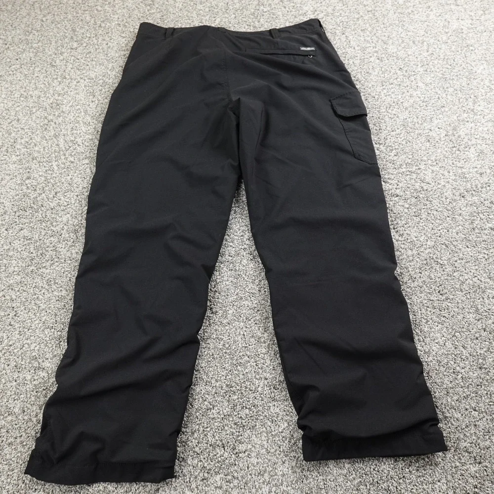Eddie Bauer Pants Mens 38X30 Black Travex Fleece Lined Cargo Hiking Stretch Warm